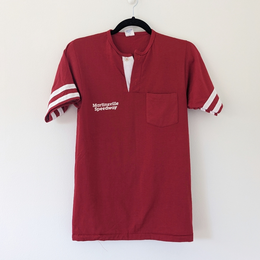 Vintage Martinsville Speedway Red Single Stitch Pocket T Shirt Adult XS/S